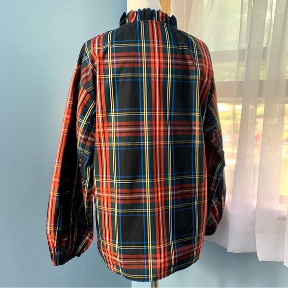 NWT J. Crew Scalloped Tie Neck Stewart Tartan Plaid Top Size XS - Picture 7 of 11